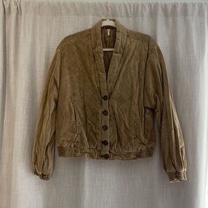Free People brown velvet bomber jacket